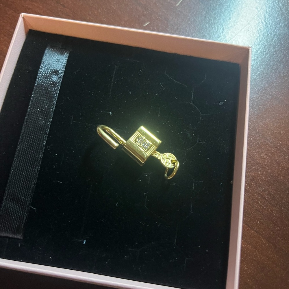 Gold Padlock & Key Dangle Charm - Picture 7 of 9